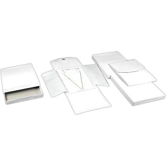 3 White Faux Leather Necklace & Chain Display Folders