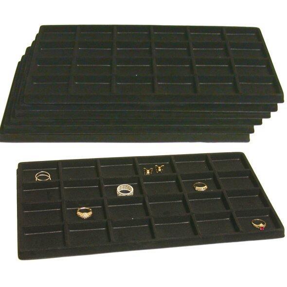 Flocked Insert 7 Black Flocked 24 Compartment Display Tray Inserts – FindingKing