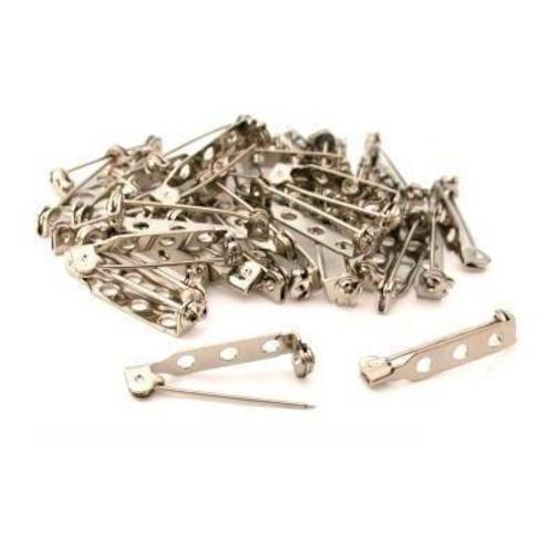 36 Nickel Plated Pin Backs Badges Broaches 27mm x 5mm