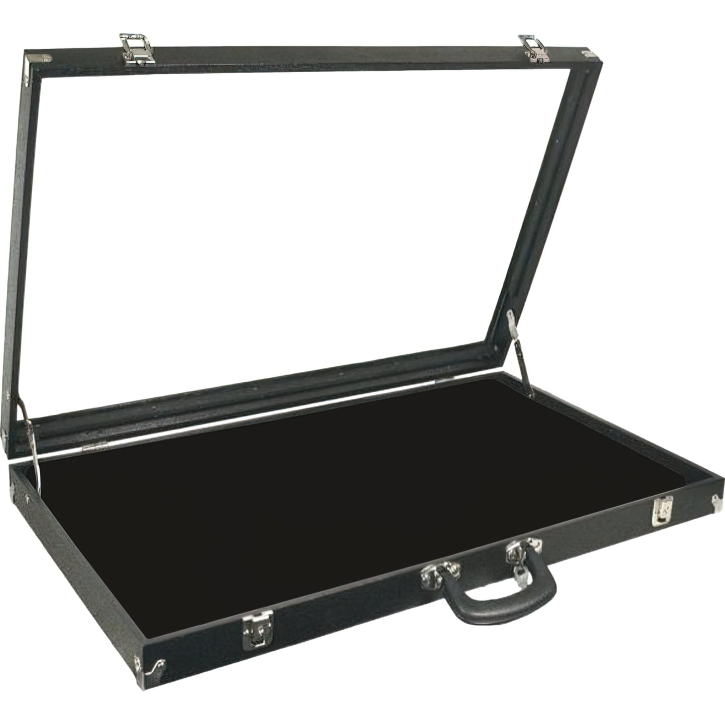 2 Black Glass Top Travel Jewelry Display Carrying Case