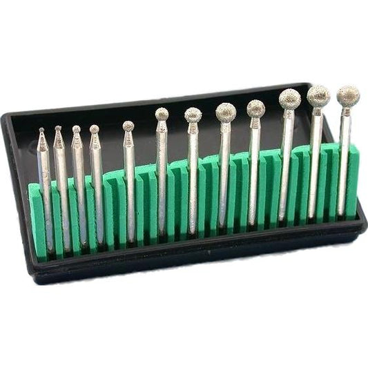 Diamond Coated Ball Burs 1/8" 12Pcs
