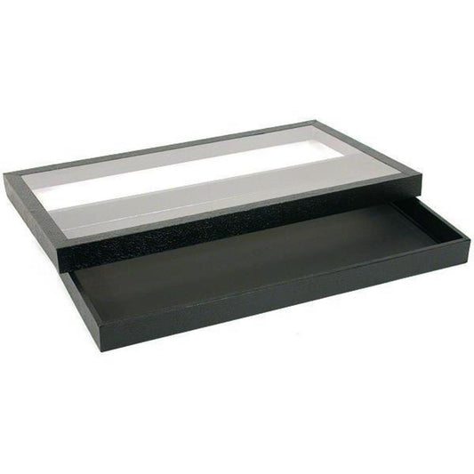 Acrylic Lid Jewelry Display Case Black 14 3/4"