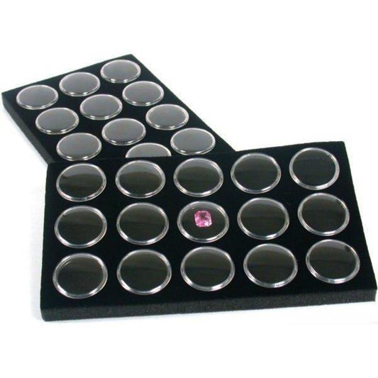 2 Gem Jars Gemstone Displays Storage Showcase Black