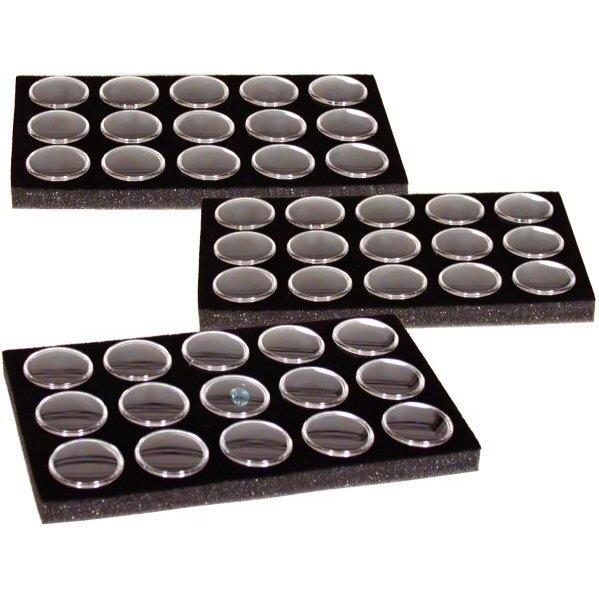 45 Black Gem Jars Display Tray Inserts 1" 3Pcs