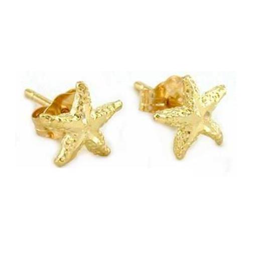 14K Gold Starfish Earrings Sea Jewelry 7mm