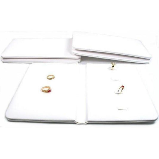 3 White Faux Leather Ring Display Pads