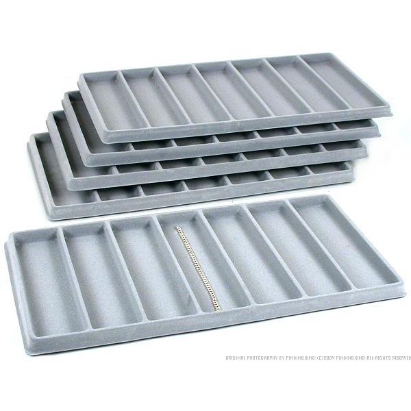 5 Gray 7 Compartment Bracelet Display Tray Inserts