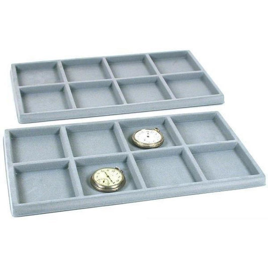 8 Compartment Display Tray Inserts Flocked 14 1/8" 2Pcs