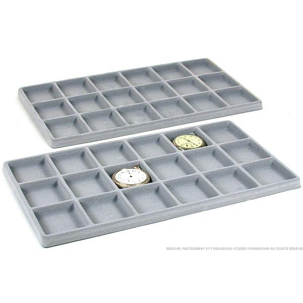 18 Compartment Display Tray Inserts Flocked 14 1/8"
