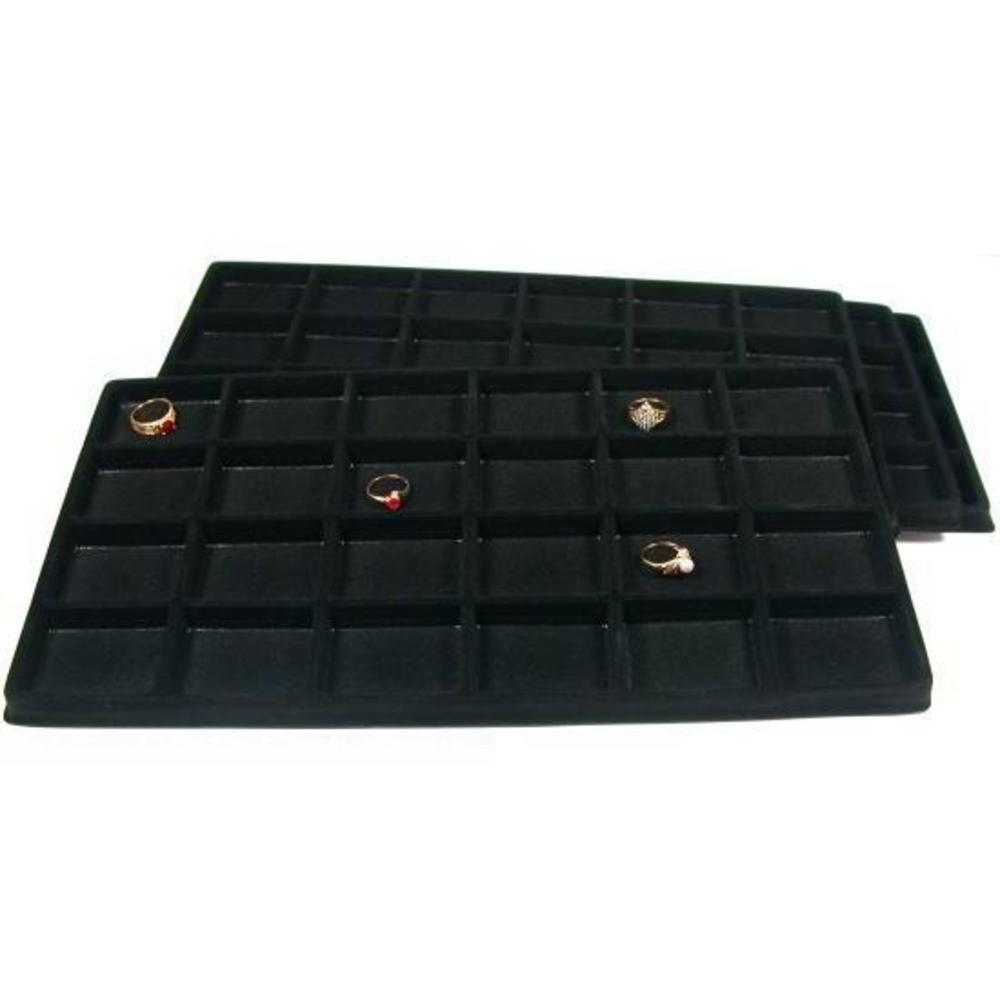 4 Display Tray Inserts Black Findings 24 Compartments