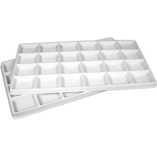2 White Flocked 24 Compartment Display Tray Inserts