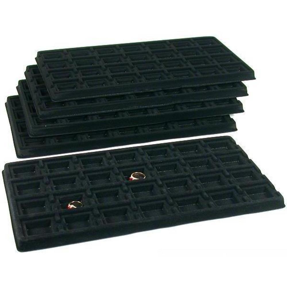 5 Black 28 Compartment Puff Earring Cards Displays