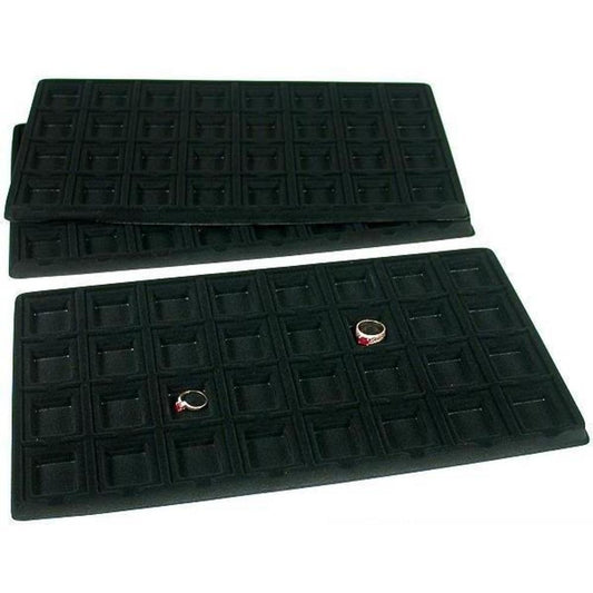 32 Slot Earring Display Tray Inserts Flocked 14 1/8" 3Pcs