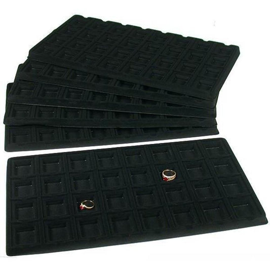 6 Black 32 Slot Puff Earring Cards Showcase Display Tray Inserts