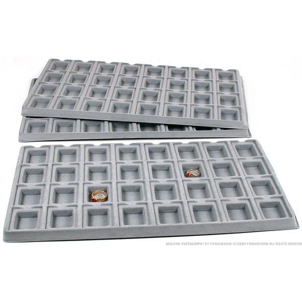 32 Slot Earring Display Tray Inserts Flocked 14 1/8" 3Pcs