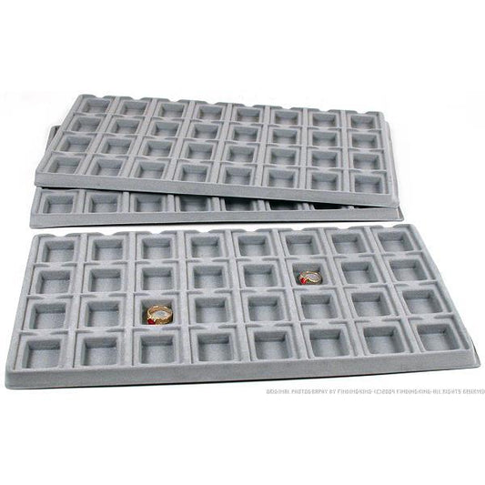32 Slot Earring Display Tray Inserts Flocked 14 1/8" 3Pcs