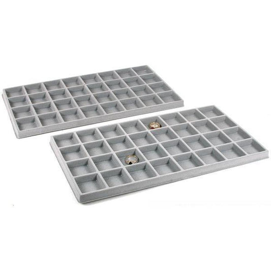 32 Compartment Display Tray Inserts Gray 14 1/8" 2Pcs
