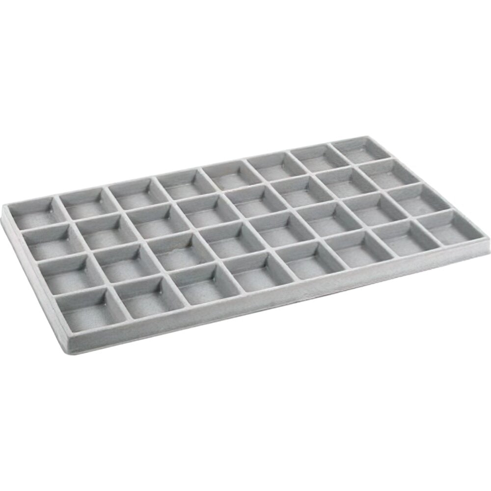 32 Compartment Display Tray Inserts Gray 14 1/8" 2Pcs