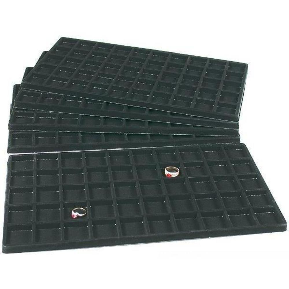 5 Black Flocked 50 Compartment Display Tray Inserts