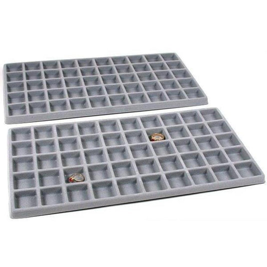 50 Compartment Display Tray Inserts Flocked 14 1/8" 2Pcs