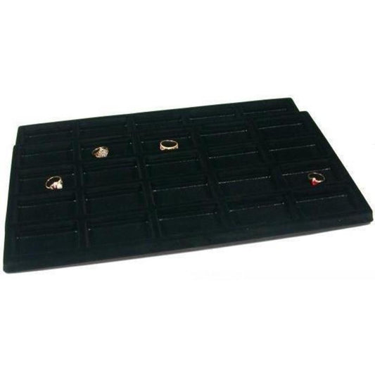 2 Black Flocked 20 Compartment Display Tray Inserts