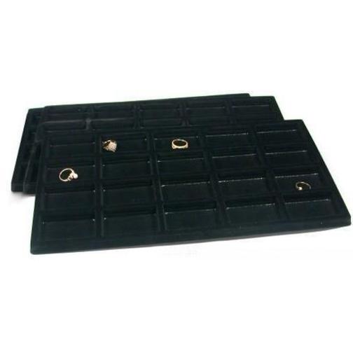 3 Black Flocked 20 Compartment Display Tray Inserts
