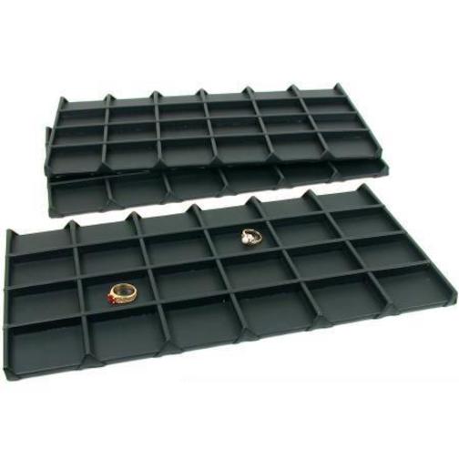 72 Slot Coin Jewelry Tray Black Leather Case Display