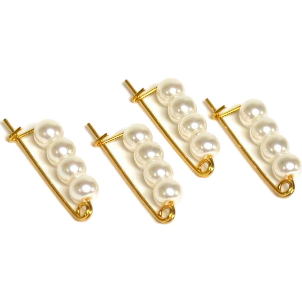 Bead Enhancer 4 Pearl Enhancer Bead Shortening Clasps Gold Parts with Imitation Pear ...