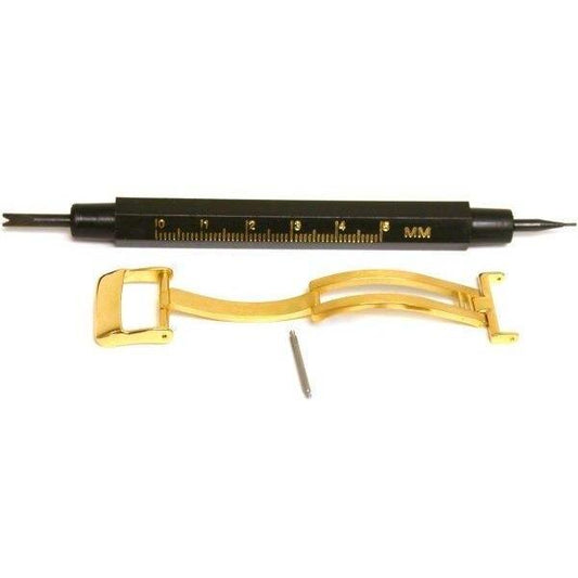 14K Gold Plated Watch Band Deployment Buckle 16mm Watchmaker Repair Tools