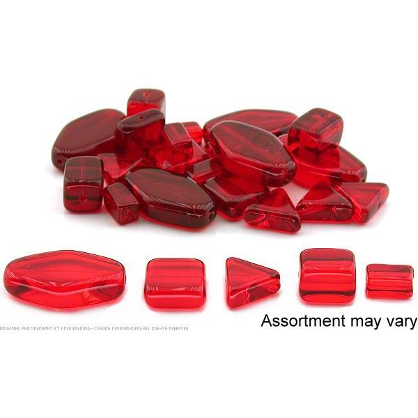 36 Assorted Ruby Red Czech Glass Beads Beading Jewelry Making