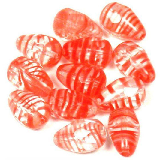 Teardrop Glass Window Beads Red 12mm 12Pcs