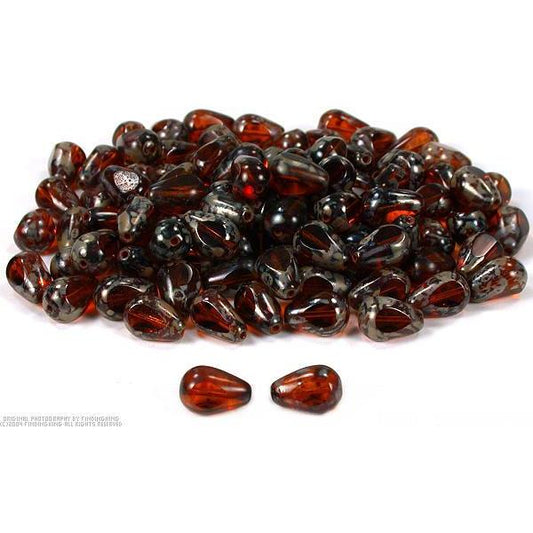 100 Topaz Polished Teardrop Beads 12mm