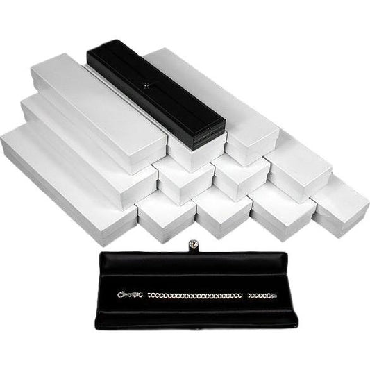 12 Black Leather Bracelet Gift Boxes Display Snap Lid
