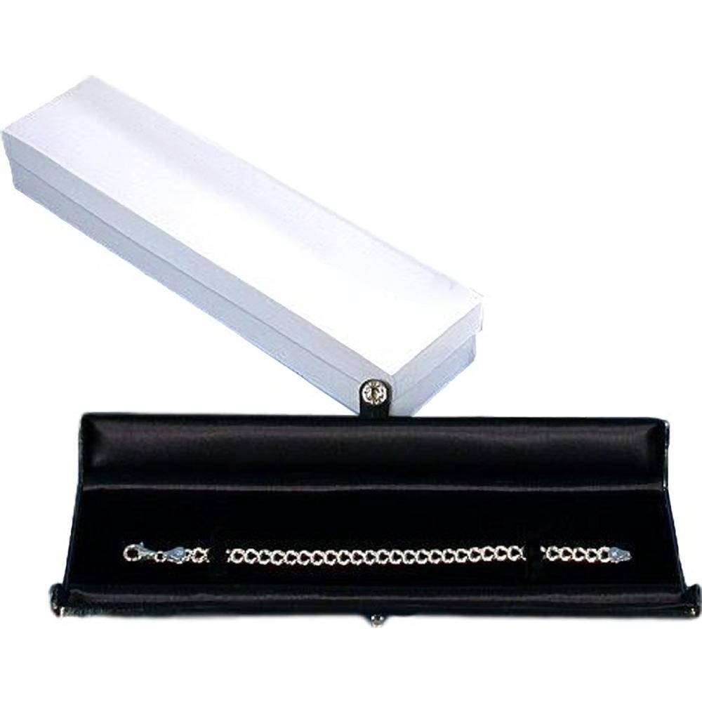 6 Black Leather Bracelet Gift Boxes Display Snap Lid