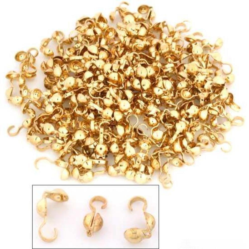 200 Bead Tips Clamshell Gold Plated Bead Stringing Parts