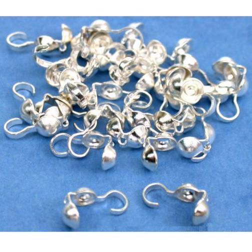 30 Bead Tips Clamshell Silver Plated Bead Stringing Parts