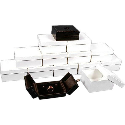 12 Ring Earring Boxes Black Leather Snap Lid Display