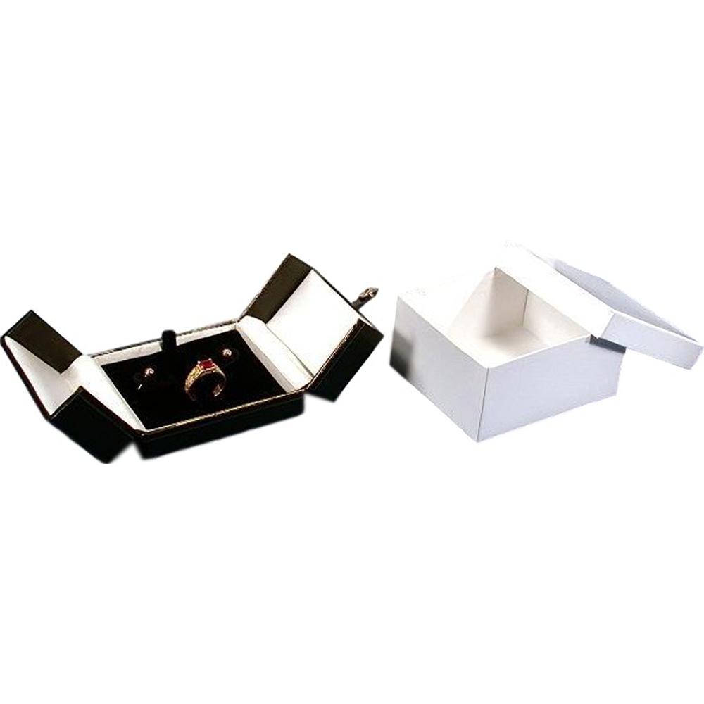Earring & Ring Combo Box Black Faux Leather 3 1/2" (Only 1 Box)