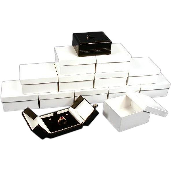 Earring Box Set 12 Ring Earring Boxes Black White Leather Gift Display – FindingKing