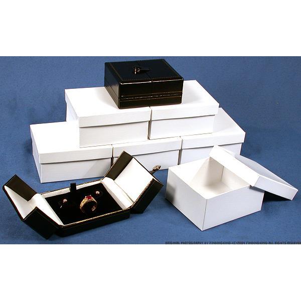 6 Ring Earring Boxes Black & White Leather Gift Display