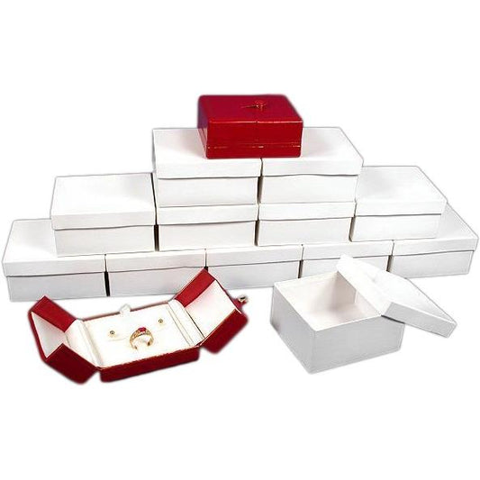 12 Ring Earring Snap Lid Boxes Red Leather Gift Display