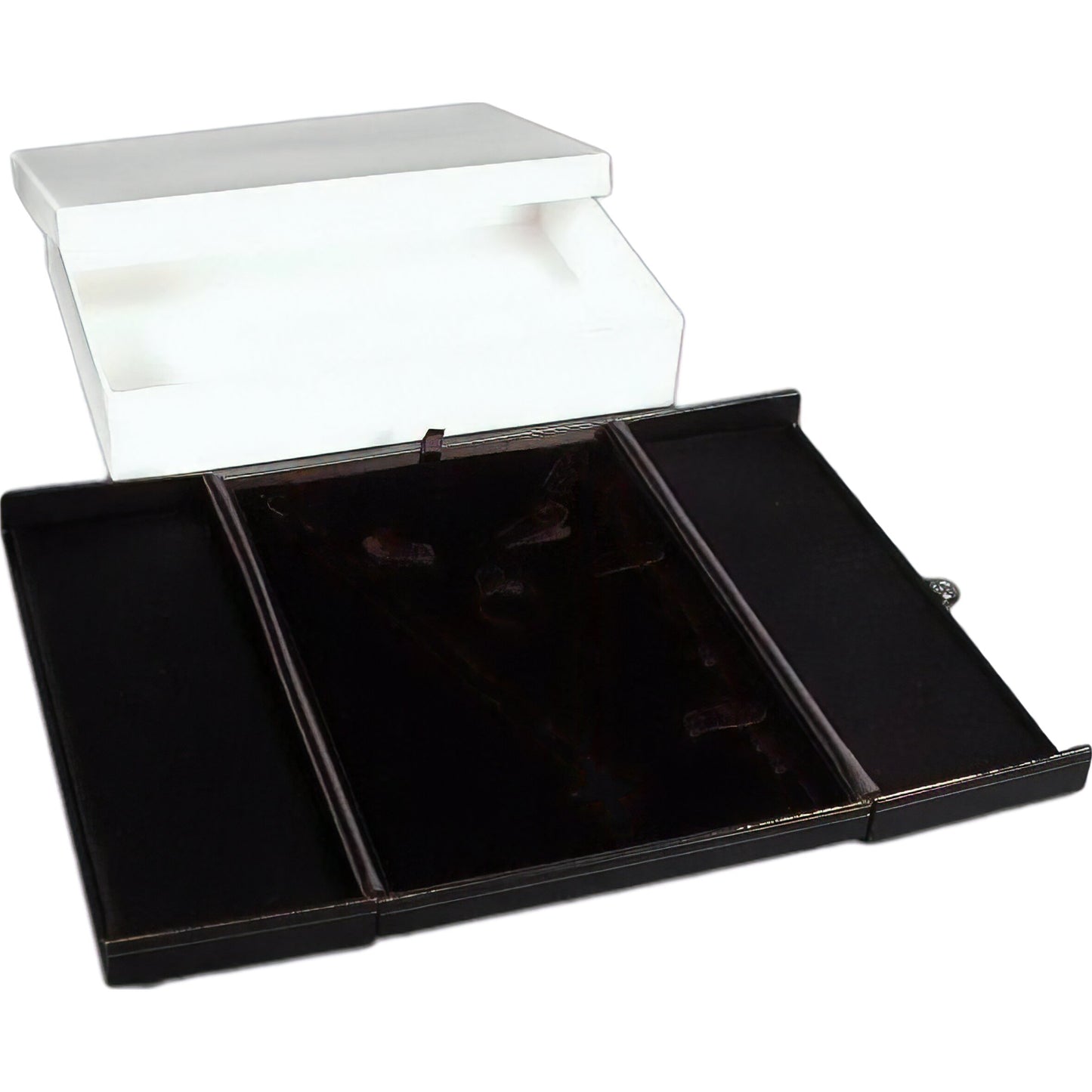 Combo Jewelry Box Black Faux Leather 5 5/8" (Only 1 Box)