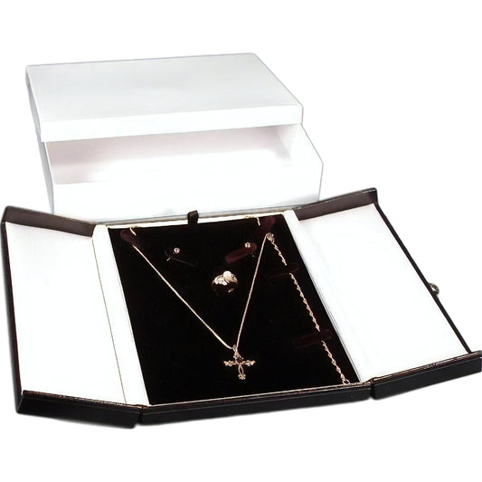 Combo Jewelry Box Black Faux Leather 5 5/8" (Only 1 Box)
