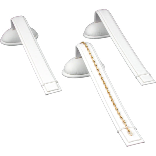 3 White Leather Bracelet Necklace Ramp Jewelry Display