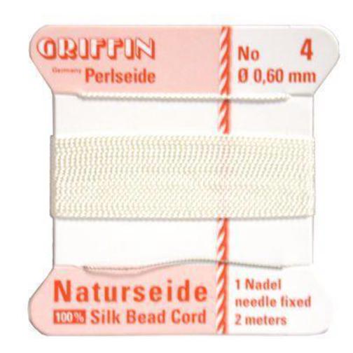 Griffin Silk Bead Cord White Size 4 2M