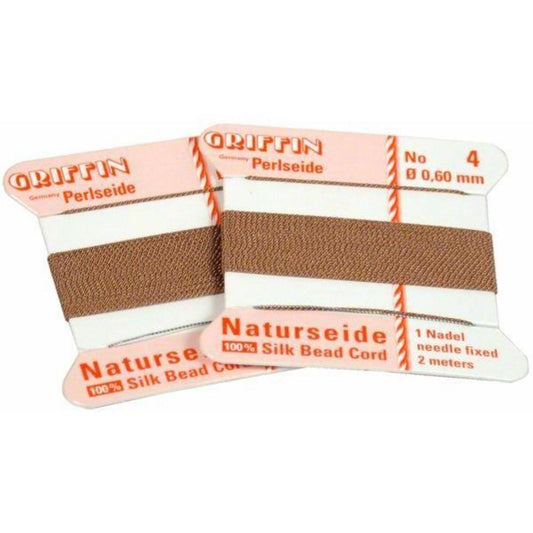 Griffin Silk Bead Cord Brown Size 4 4M 2Pcs