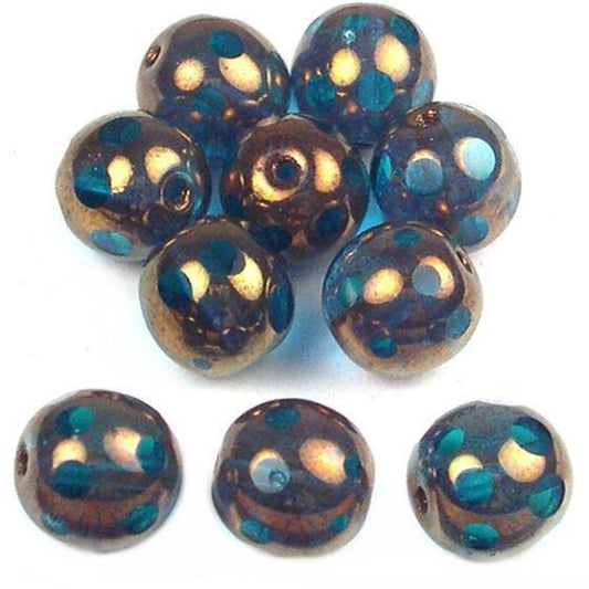 Harlequin Glass Beads Blue 8mm 10Pcs