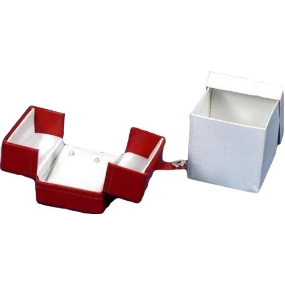 Earring Snap Lid Gift Box Red Faux Leather 2" (Only 1 Box)