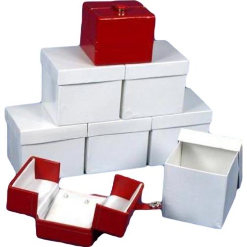 6 Red Earring Gift Boxes w/Snap Lids 2"