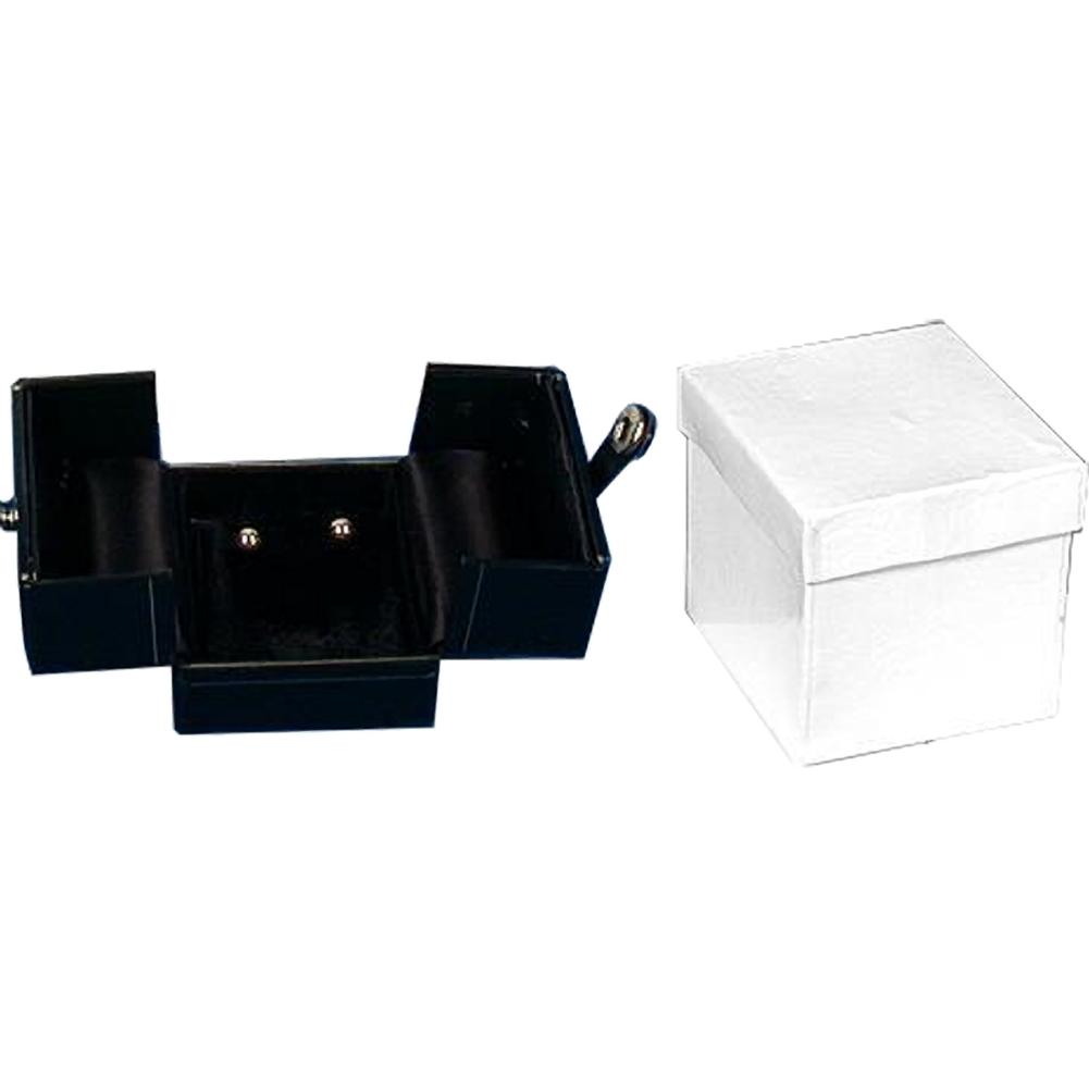 6 Black Leather Earring Gift Boxes Display Snap Lid Box
